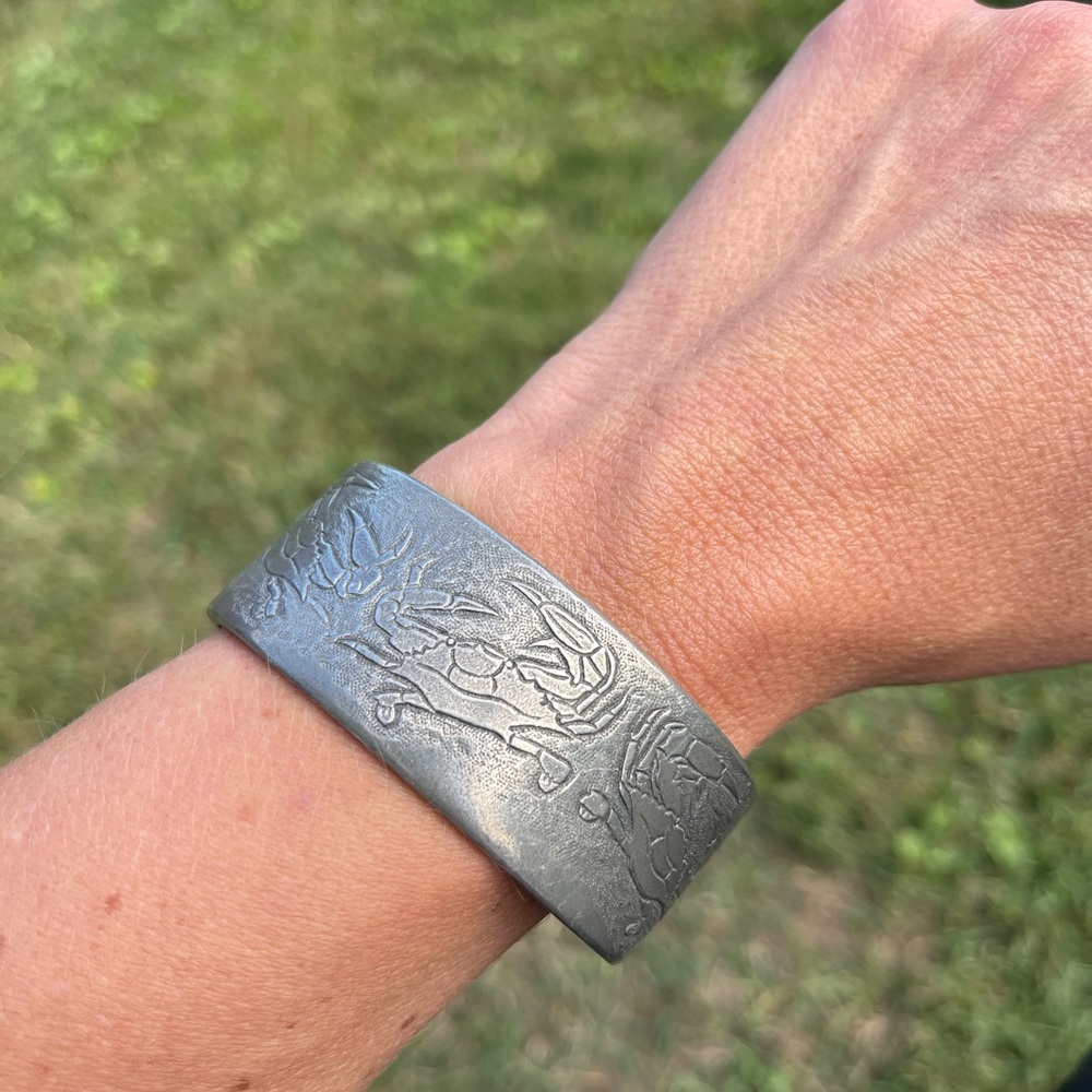 Crab pewter bracelet cuff bangle
